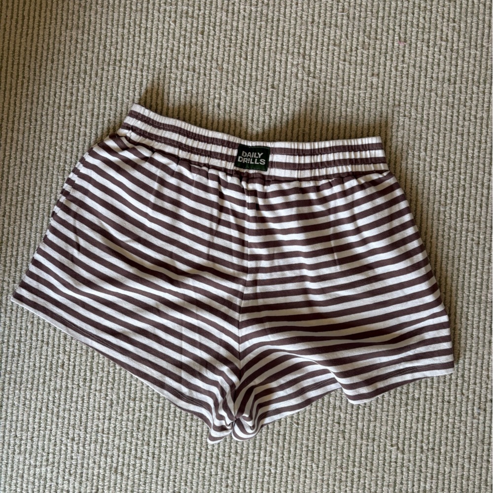 Daily Drills Brown and White Striped Shorts